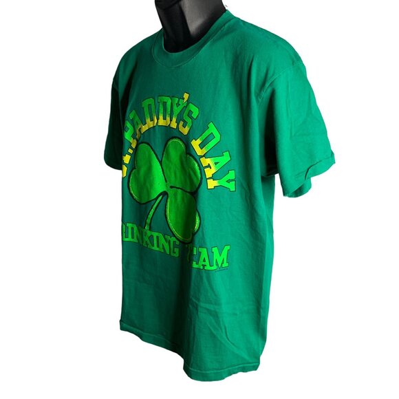 Vintage 90s St Paddys Day Drinking Team T Shirt L Green Single Stitch Crewneck - Picture 3 of 7
